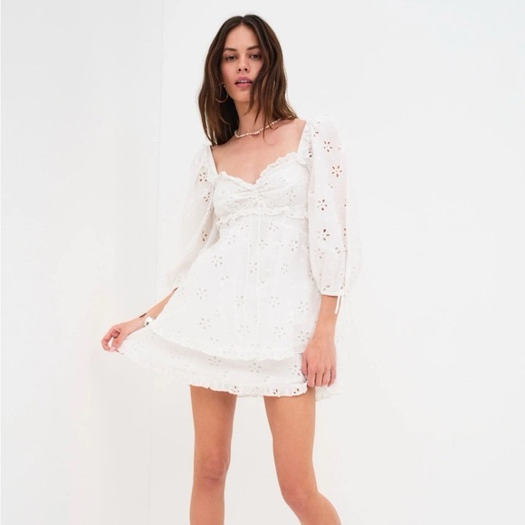 For Love And Lemons White Eyelet Swing Dress Small - Picture 2 of 10